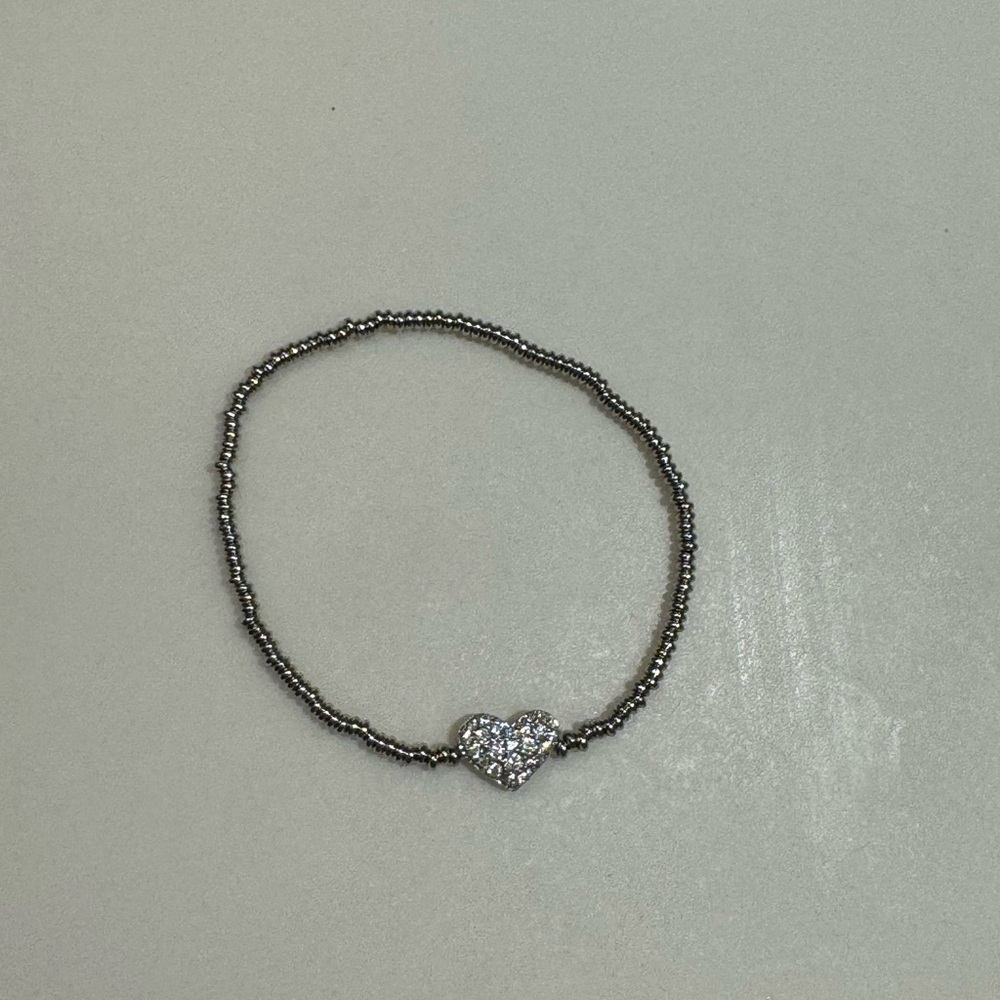 Kendra Scott Ari Pave Heart Stretch Bracelet | White Crystal